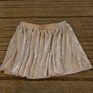 5/25 total girl Metallic Pleated Skater Skirt - Champagne Gold Size 7/8